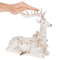 Artikel Dekofigur Hirsch sitzend Polyresin Weiß 30cm