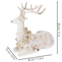 Artikel Dekofigur Hirsch sitzend Polyresin Weiß 30cm
