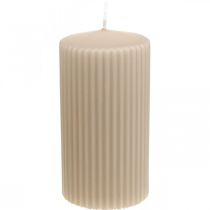 Stumpenkerzen Beige Rillenkerze 70/130mm 4St