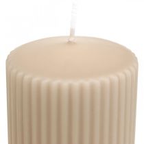 Stumpenkerzen Beige Rillenkerze 70/90mm 4St