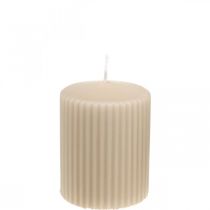 Stumpenkerzen Beige Rillenkerze 70/90mm 4St