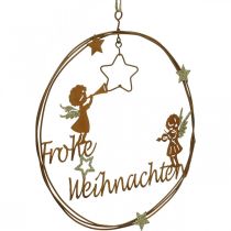 Frohe Weihnachten Schriftzug Dekoring Rost Ø19cm 2St
