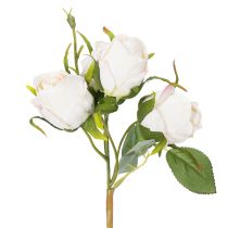 Artikel Kunstblumenstrauß Rosen 31cm Weiß mit Rosa Akzenten 3 Zweige