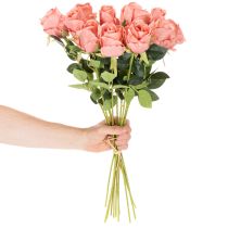 Artikel Kunstblume Rose Bund 12 Stück Langstiel 62cm Rosa Kunststoff/Seide