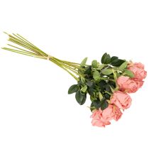 Artikel Kunstblume Rose Bund 12 Stück Langstiel 62cm Rosa Kunststoff/Seide