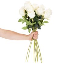 Artikel Kunstblume Rose Weiß Langer Stiel 62cm 12 Stück