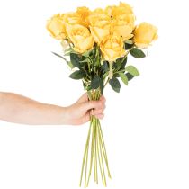 Artikel Künstliche Rose Gelb 62 cm mit langem Stiel, 12er-Set