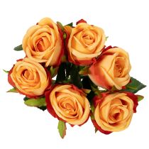 Artikel Kunstrosen-Arrangement mit 6 hochwertigen Rosen in Orange 44 cm für elegante Dekoration