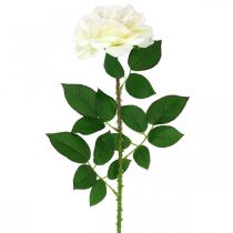Seidenblume, Rose am Stiel, Kunstpflanze Cremeweiß, Rosa L72cm Ø13cm