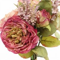 Artikel Künstliche Rosen im Bund Herbstbouquet Rosa, Violett H36cm