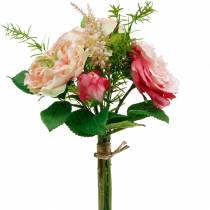 Rosenstrauß Künstlicher Rosen im Bund Rosa Seidenblumen Bukett