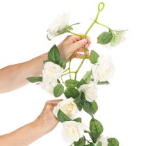 Artikel Künstliche Rosengirlande 170 cm Weiß mit Blüten und grünen Blättern