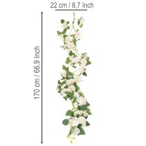 Artikel Künstliche Rosengirlande 170 cm Weiß mit Blüten und grünen Blättern