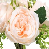 Artikel Kunstrosen Strauß, Seidenblumen-Bouquet, Rosen im Bund, Künstlicher Rosenstrauß Rosa L28cm