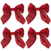 Artikel Glamouröse Rote Samtschleifen mit Pailletten für Geschenke und Dekorationen 12cm 4er-Set