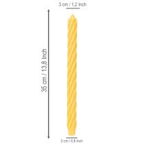 Artikel Gedrehte Stabkerzen aus Wachs, durchgefärbt, Gelb, 350 x 28 mm, 4 Stück