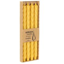 Artikel Gedrehte Stabkerzen aus Wachs, durchgefärbt, Gelb, 350 x 28 mm, 4 Stück