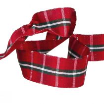 Artikel Versatile Rustic Checkered Ribbon Red 25mm Wide 15m Roll for Festive Decor