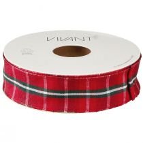 Artikel Versatile Rustic Checkered Ribbon Red 25mm Wide 15m Roll for Festive Decor