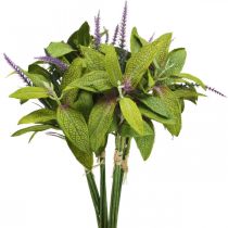 Kunstpflanze Salbeibund, Seidenblumen, Salbeizweige künstlich Violett L26cm 4St