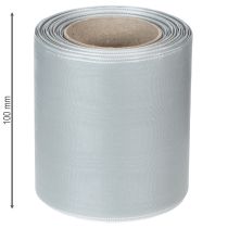 Artikel Satin Kranzband Silber 100mm 25m für Trauer, Gedenkkränze & Jubiläen, Wetterfest & Kompostierbar