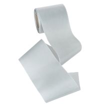 Artikel Satin Kranzband Silber 100mm 25m für Trauer, Gedenkkränze & Jubiläen, Wetterfest & Kompostierbar