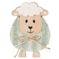 Artikel Holz Schafe Deko 11cm Rosa und Grün 6er Set für Ostern und Frühling