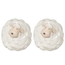 Artikel Deko Schaf aus Keramik in Weiß, 11 cm, Set mit 2 Figuren, für Innen- und Außendekoration