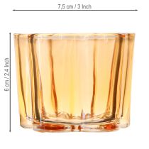 Artikel Blumen Teelichthalter Glas Orange Ø7,5cm H6cm 6er Set für Floristen