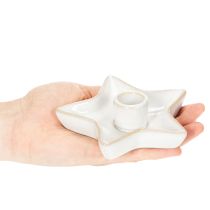 Artikel Kerzenhalter Stern Keramik Weiß 12cm für Stabkerzen 2er-Set