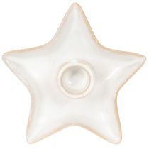 Artikel Kerzenhalter Stern Keramik Weiß 12cm für Stabkerzen 2er-Set