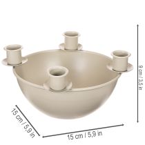 Artikel Kerzenschale mit 4 Kerzenhaltern Kunststoff Beige 15cm