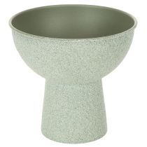 Artikel Pflanzschale aus Metall rund mit hohem Fuß 18cm Hellgrün