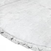 Artikel Deko Holzscheibe mit Rinde Weiß Untersetzer Sperrholz Ø20cm