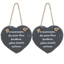 Artikel Schieferherz Anhänger mit Trauerspruch in Schwarz 16x15cm 2er Set
