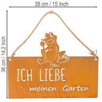 Artikel Schild mit Spruch Frosch Metallschild Garten Edelrost 38cm