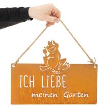 Artikel Schild mit Spruch Frosch Metallschild Garten Edelrost 38cm