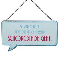 Artikel Schild zum Aufhängen „Kirschen und Schokolade“ 24cm x 13,5cm 3St