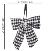Artikel Karierte Stoffschleifen mit Brosche und Aufhänger 21x24cm Schwarz Weiß 2 Stück