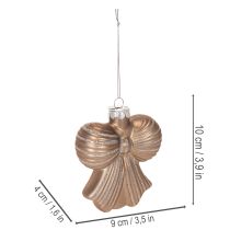 Artikel Glas Weihnachtsanhänger Schleife, 10cm, 2er-Set, Braun