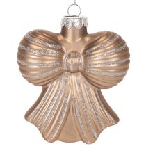 Artikel Glas Weihnachtsanhänger Schleife, 10cm, 2er-Set, Braun