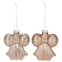 Artikel Glas Weihnachtsanhänger Schleife, 10cm, 2er-Set, Braun
