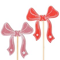 Artikel Deko-Schleifen Blumenstecker Holz 32 cm Rot Rosa 12 Stück