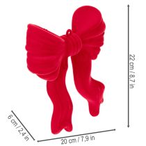 Artikel Dekoschleife Rot beflockt mit Aufhängung 22 cm Innenbereich