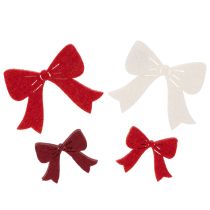 Artikel Dekoschleifen aus Holz 5 cm, Rot, Weiß, Bordeaux, 48 Stück, Weihnachtsdekoration/Bastelbedarf