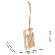 Artikel Deko Holzschlitten Anhänger natur 6 Stück 6 cm
