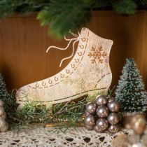 Artikel Schlittschuh aus Metall, Winterdeko, Deko-Eislaufschuh, Weihnachten Golden Antik-Optik H22,5cm