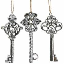 Artikel Deko Schlüssel zum Hängen Antik Silber 10cm 3 St