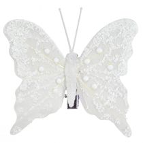 Artikel Schmetterling Deko in Weiß am Clip 7,5cmx7cm 4 St