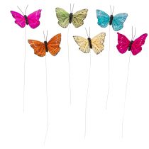 Artikel Deko Schmetterlinge 7cm aus echten Federn mit Draht - Set 12 Stück Farbmix